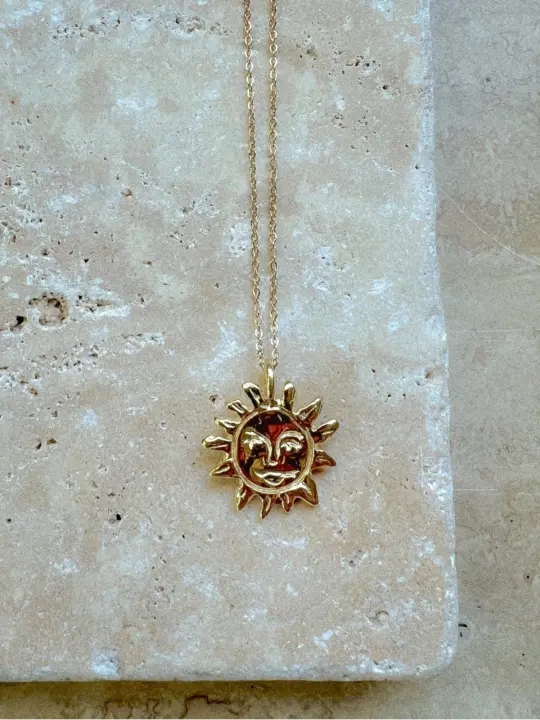 Sun Talisman Necklace - Brass