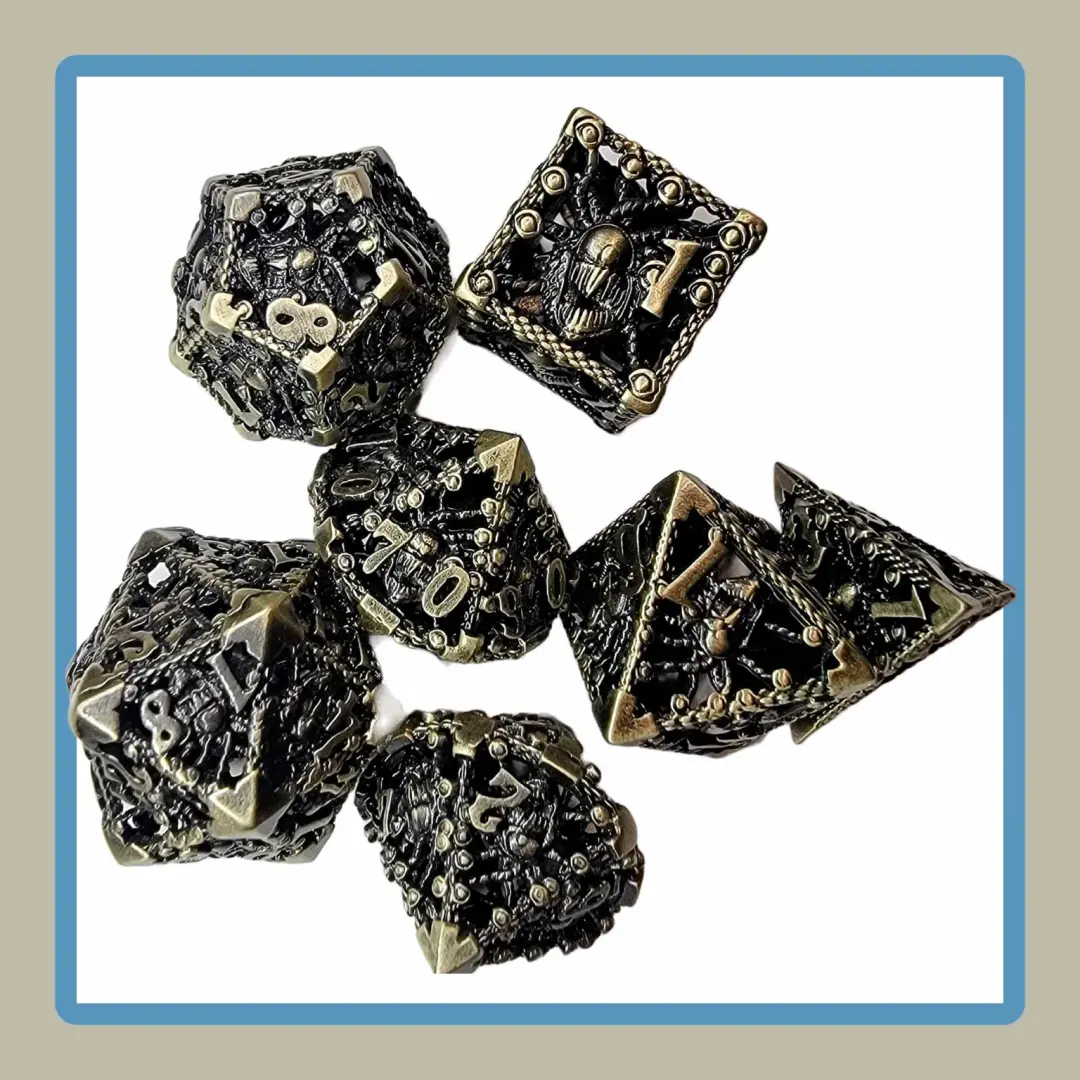 hollow metal beholder dice set