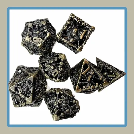 hollow metal beholder dice set