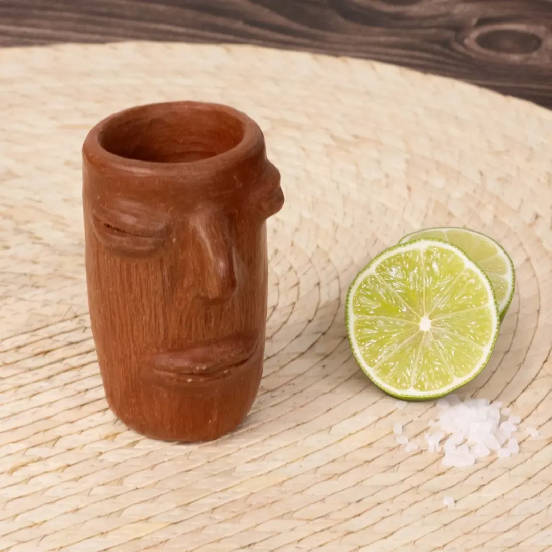 Red Clay Face Terracotta Tall Shot Glass