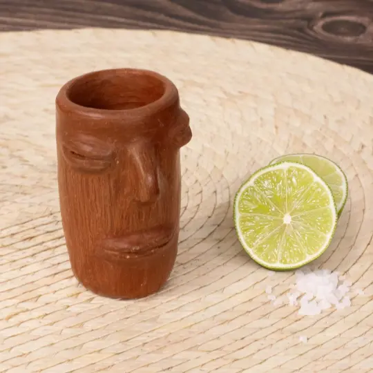 Red Clay Face Terracotta Tall Shot Glass