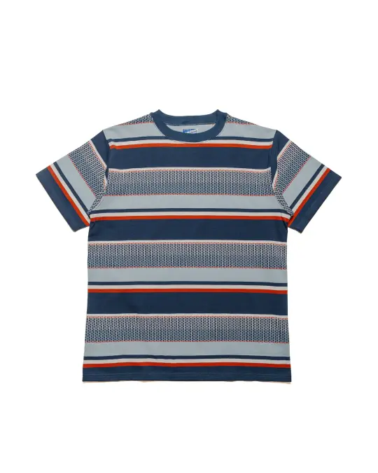 The Real McCoy's MC24017 Jacquard Knit Stripe Tee Navy