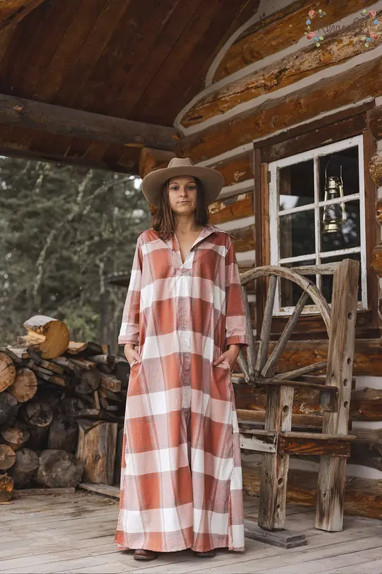 Cotton Katrina Dress in Terracotta-XS