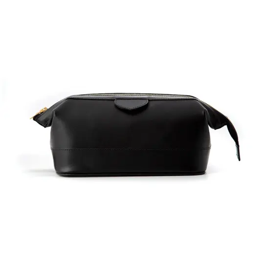 Medium Black Leather Wash Bag