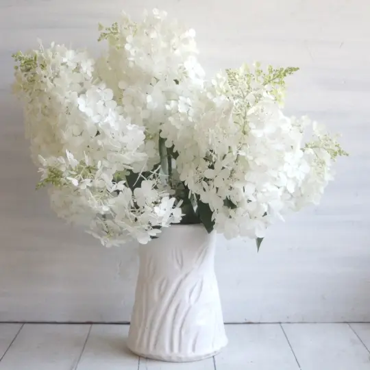 Hand Carved Floral Matte White Vase, Minimalist Decor, Made in USA