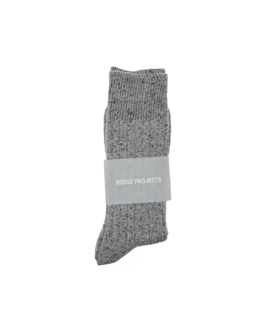 Norse Projects Bykle Neps Wool Rib Sock Grey Melange