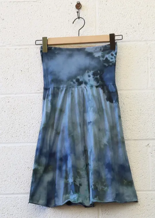 OOAK - Warrior Simplicity Short Skirt  / XS / TISSUE Hemp/Organic Cotton / Ice Dye (177)