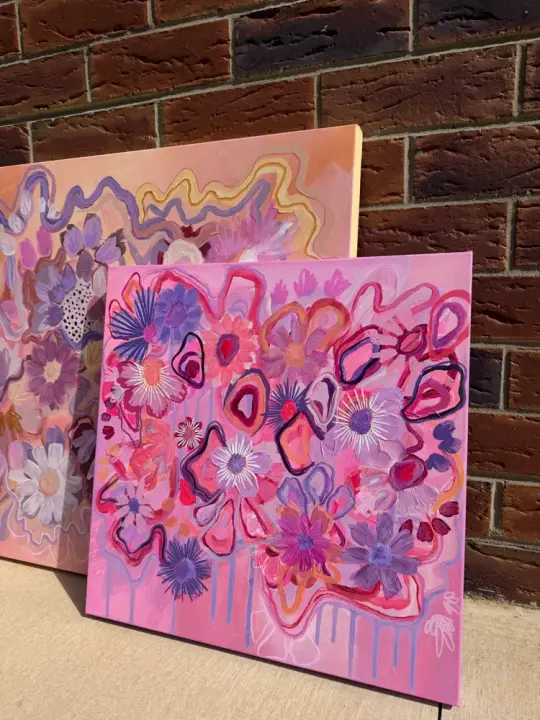 🌸Original Artwork Wildflowers 2- 46 x 46cms