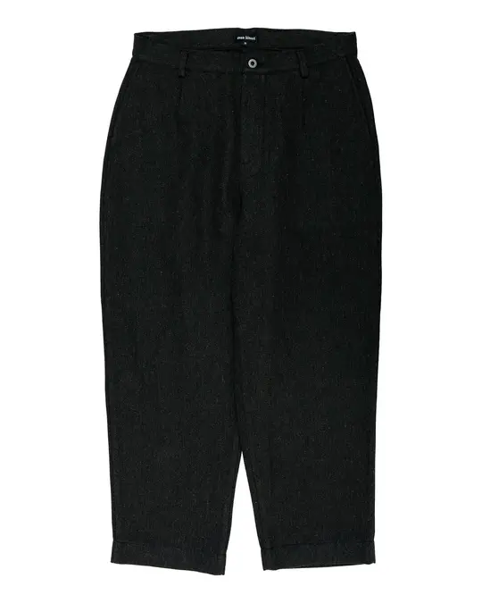 evan kinori Single Pleat Pant Wool Linen Herringbone Black/Brown