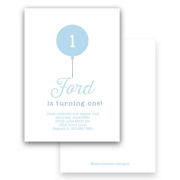 First Birthday Balloon Birthday Party Invitation