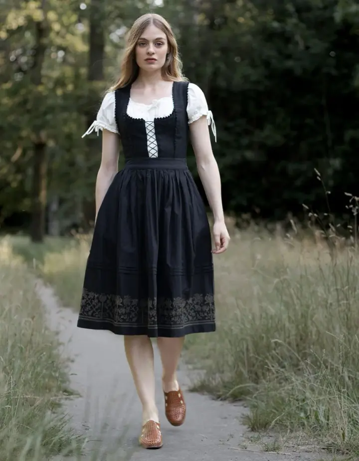 Jupe brodée 'Mivilud' noir midi