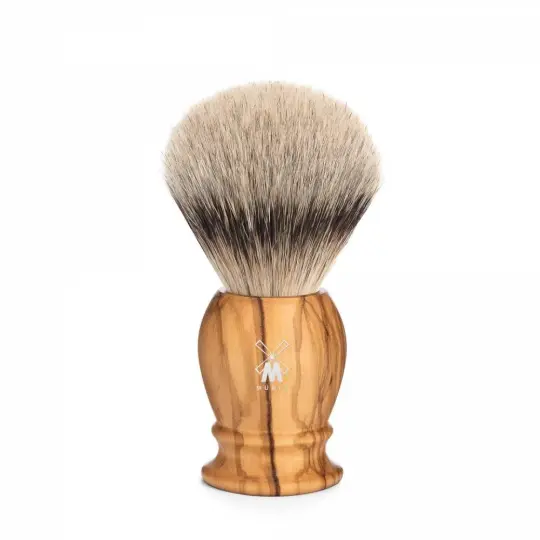 MÜHLE CLASSIC Shaving Brush, Silvertip Badger, Olive Wood, Medium