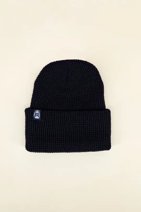 Lantern Waffle Beanie, Black