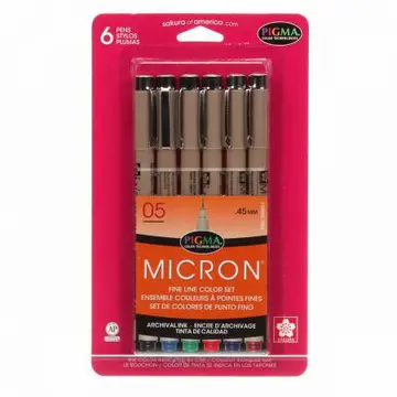 Pigma Micron Pen Set Size 05 6 Colors