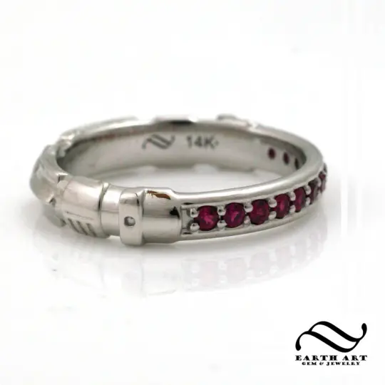 Red Ruby Light sword Inspired Ring - 14k - Narrow Version