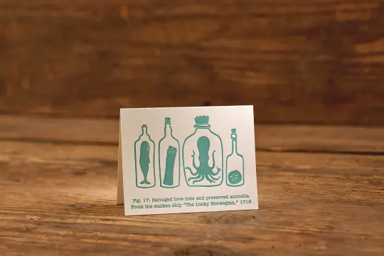 Note in a Bottle Letterpress Card (A2: 5.5 x 4.25")