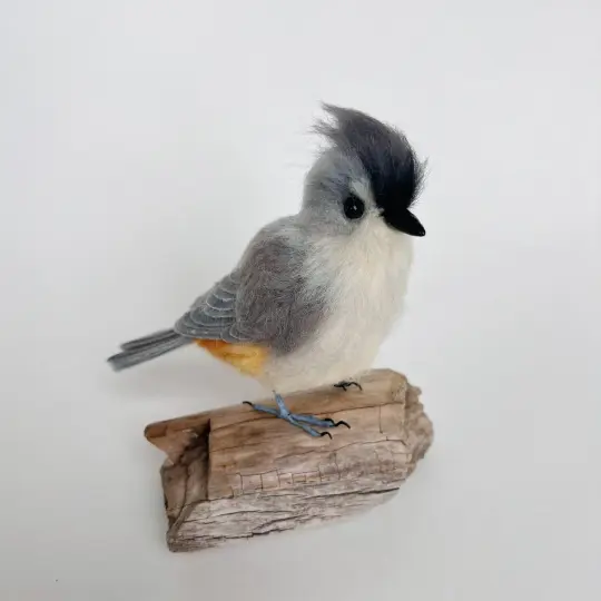 Tufted Titmouse Bird - Needle Felt Sculpture -PRE-ORDER