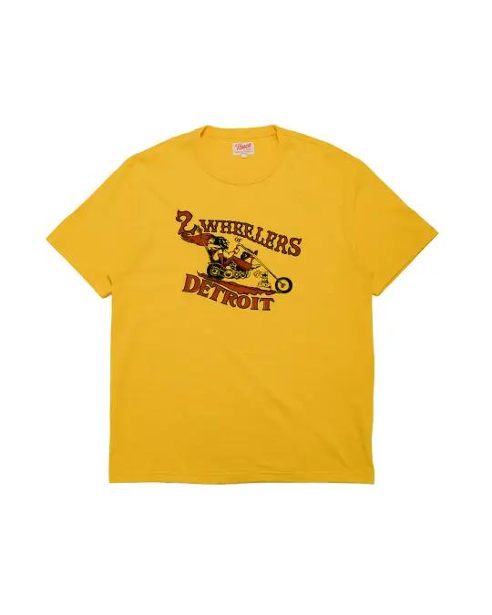The Real McCoy's BC26009 Athletic T-Shirt / 2-Wheelers of Detroit Yellow