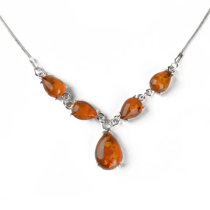 Elegant Amber Teardrop Necklace