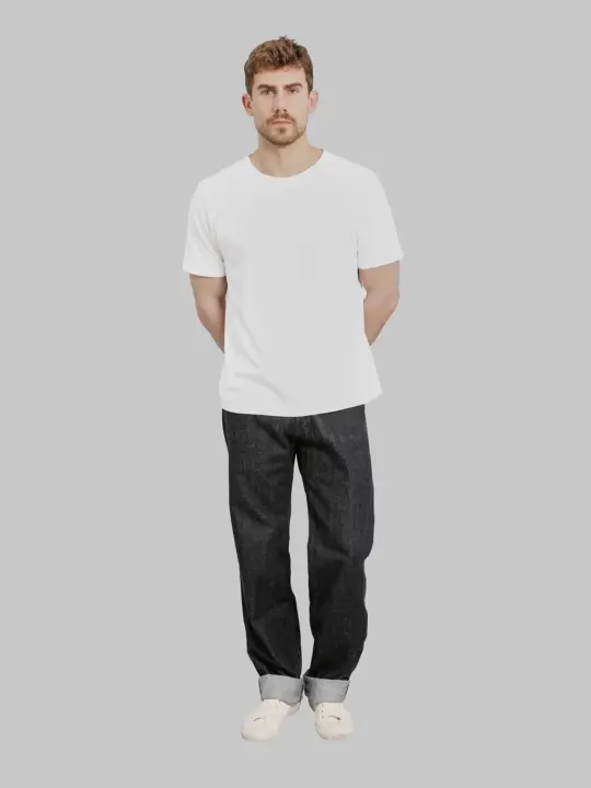 The Flat Head DB004 12.5oz Wide Tapered Jeans Black
