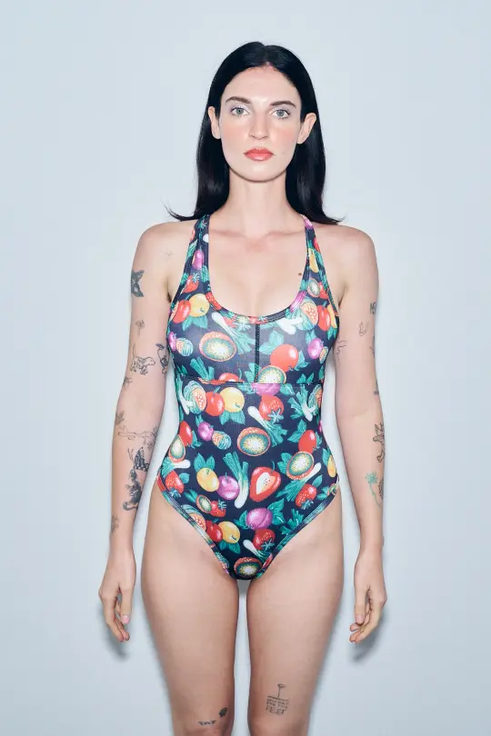 Crossback One Piece Swimsuit Vegetable Medley