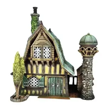 Pigeon Roost Post Office 28mm 3D printed medieval fantasy town terrain, painted example, side view