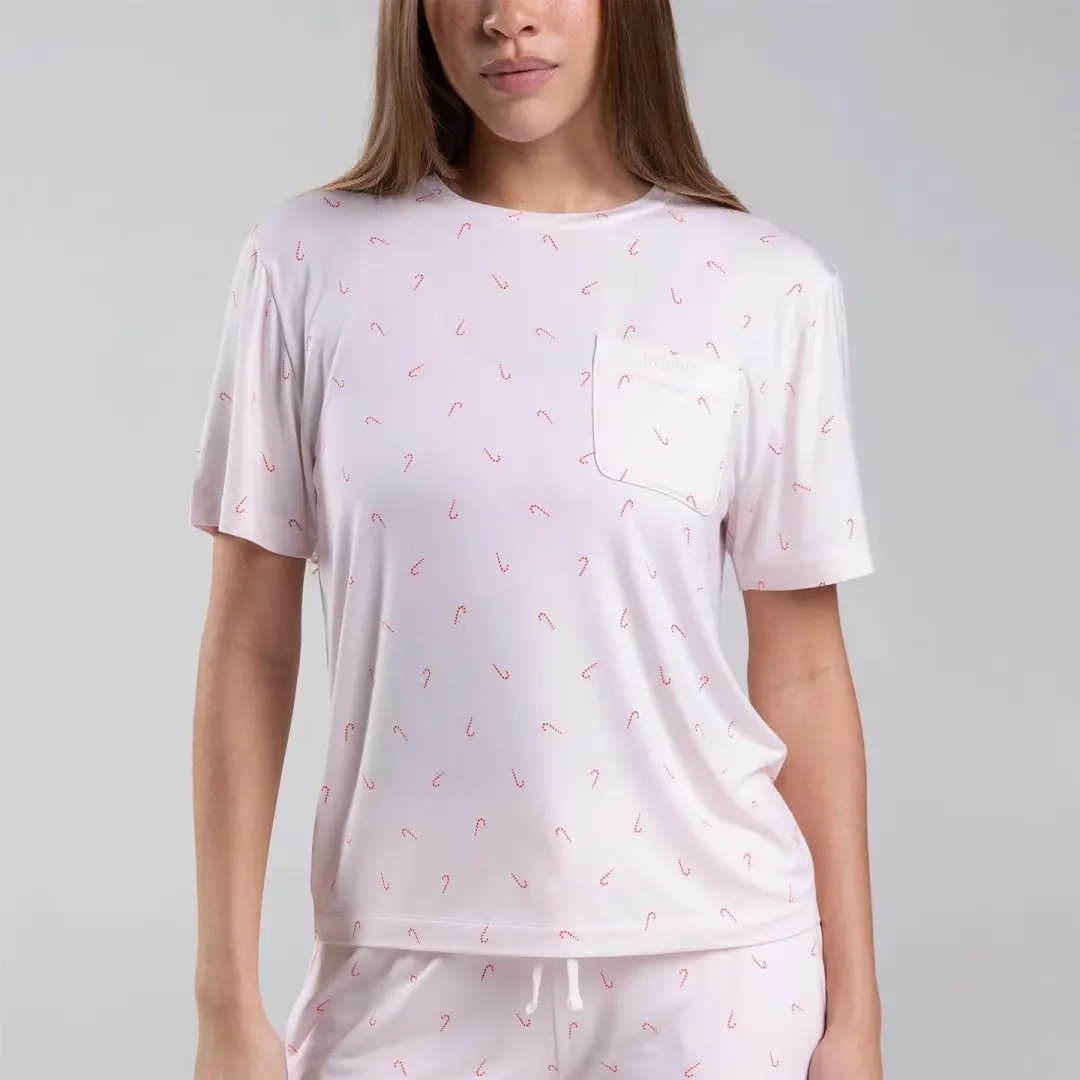 Sleep Short Sleeve Tee Candy Cane Ditsy