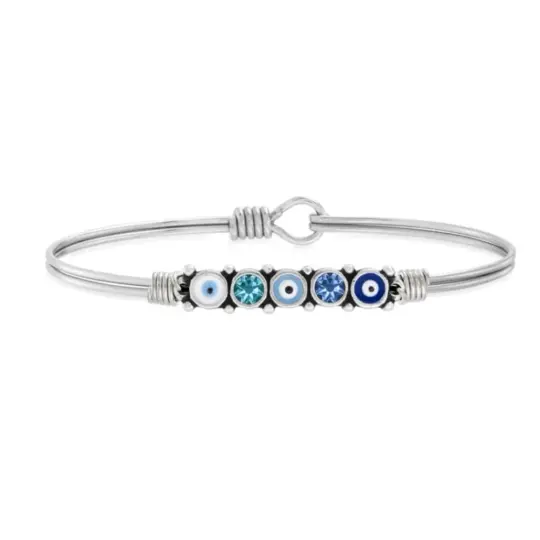 BLUE OMBRE EVIL EYE BANGLE BRACELET