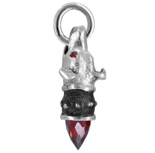 Bowman - Watchful Hound Pendant with Rosecut Garnet and Sapphires