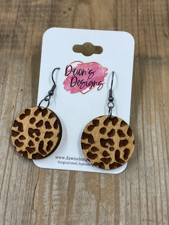 Leopard Circle Dangle