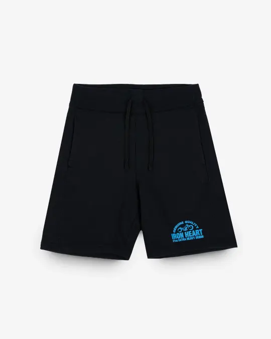 Ultra Heavy Cotton Fleece Printed Sweat Shorts – Black