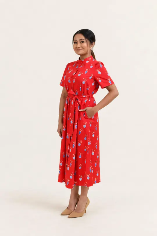 Ladies Sasha Dress - Red Vases