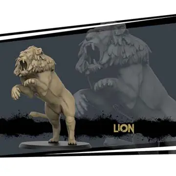 lion miniature in 28mm scale for tabletop RPGs.