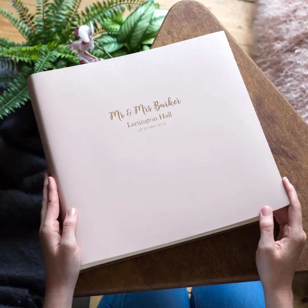 Large Leather Photo Album Personalised with Three Different Fonts