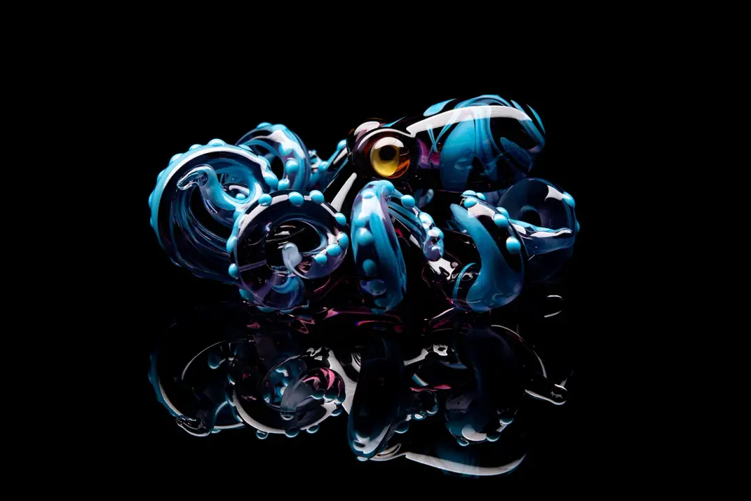 Vibrant Blue And Purple Glass Octopus Figurine - Handcrafted Sculpture