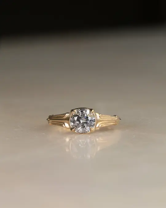 Pillars Pt II // 14ky Gold + 6.5mm Salt & Pepper Diamond // 6.5
