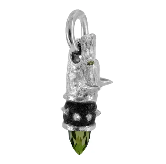 Cunnynge - Watchful Hound Pendant with Rosecut Tourmaline and Sapphires