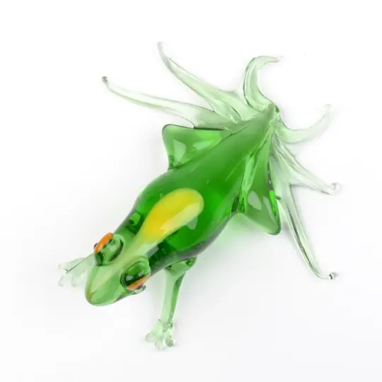 Green Frog Glass Figurine