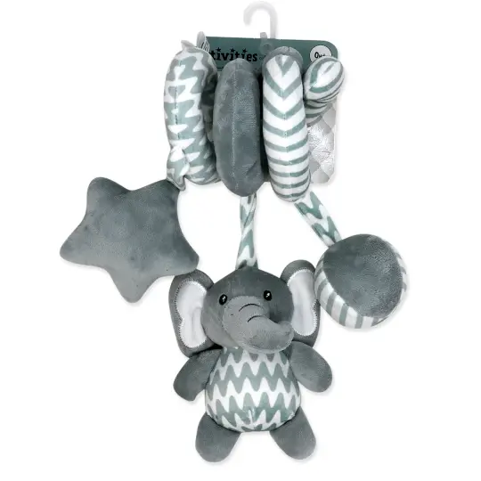 Baby Mode Boys and Girls Spiral Activity Toy, Gray Elephants