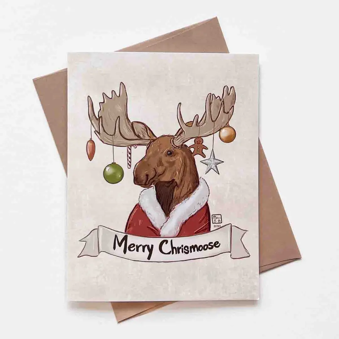 Merry Chrismoose Holiday Card, Wholesale 6 Pack
