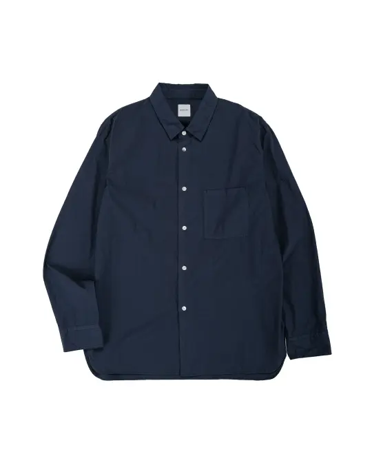 Sage de Cret Organic Cotton Bloadcloth Regular Collar Shirt L/S Navy