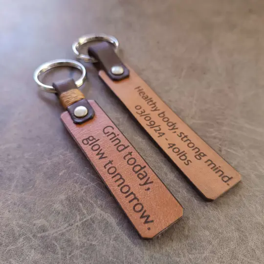 Personalized Milestone Leather Keychain, Double Side Inscription