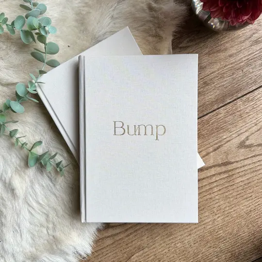 'Bump' Baby Pregnancy Journal - Handmade Vanilla Linen-Bound Keepsake