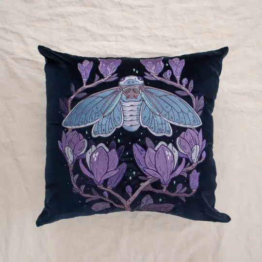 [COTTON VELVET PILLOW COVER] Cicada Symphony