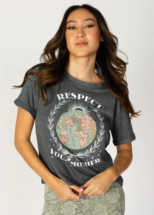Respect Tee in Heather Slate
