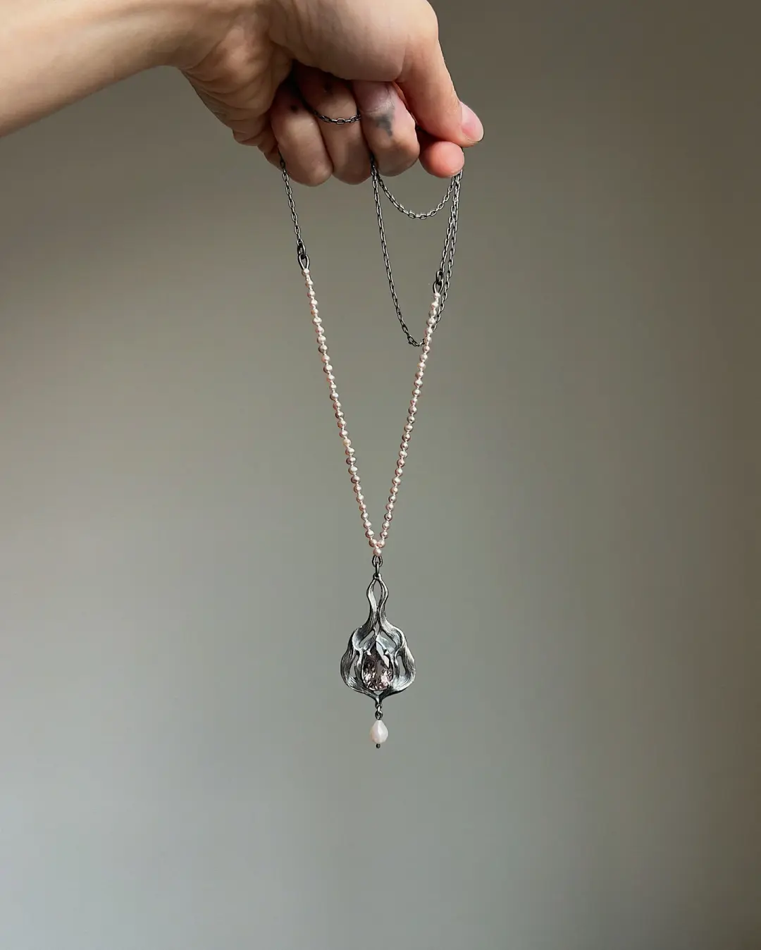 Venus II // Tourmaline and Freshwater Pearl Necklace