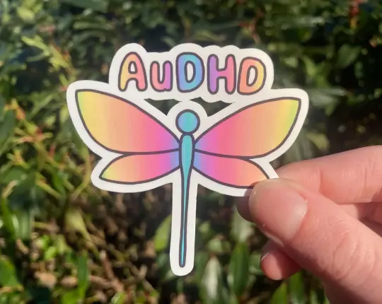 AuDHD dragonfly symbol sticker