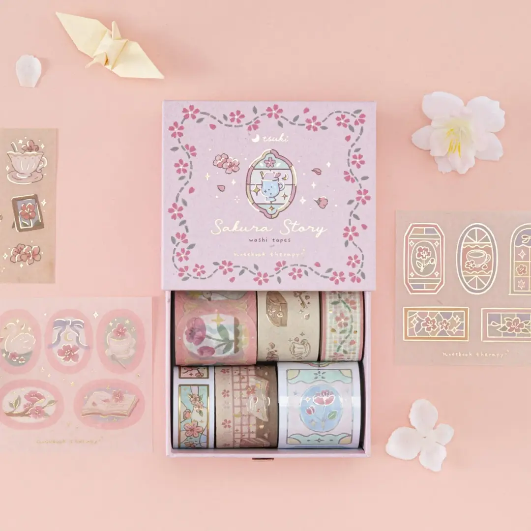 Tsuki ‘Sakura Story’ Washi Tape Set ☾