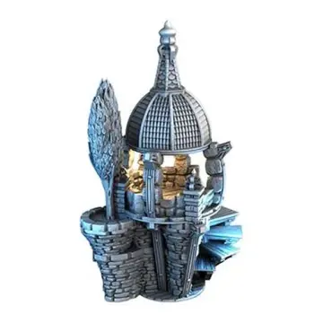 Unpainted 28mm 3D-printed domed rotunda on a stone tower — tabletop RPG terrain for D&D, Pathfinder & wargaming