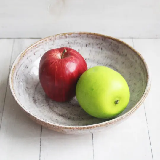 Handcrafted Rustic Shallow Bowl in Toasted Marshmallow Glaze, "My Favorite Plate", Made in USA